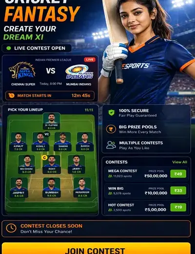 Come (come app) fantasy cricket & matchday visual 3